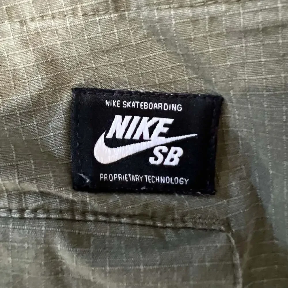 Y2K Nike SB Ripstop Cargo Pants Olive Green Skate Utility Relaxed 30x28